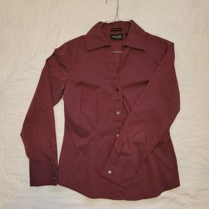 Medium New York & Co burgundy button down shirt